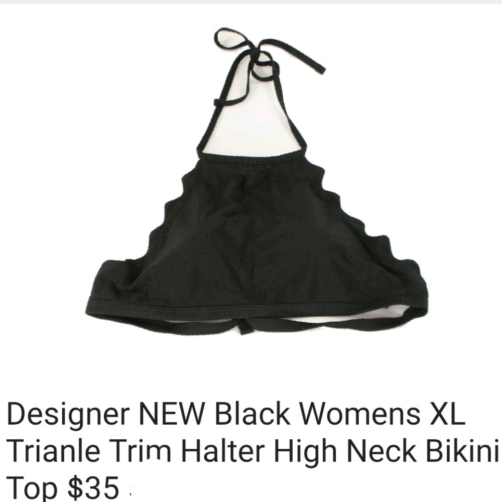 🎀CLEARANCE🎀 NWT HIGH Neck Halter, High Waist Bikini 2pc swim set Rugfled Trim. - Picture 2 of 5